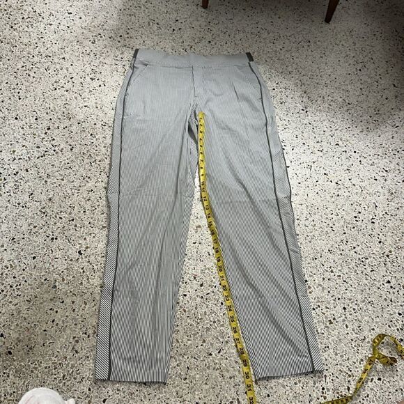 Athleta Brooklyn textured stripe pants 8 T tall white gray - Picture 4 of 7